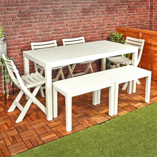 Folding white garden table - folding,